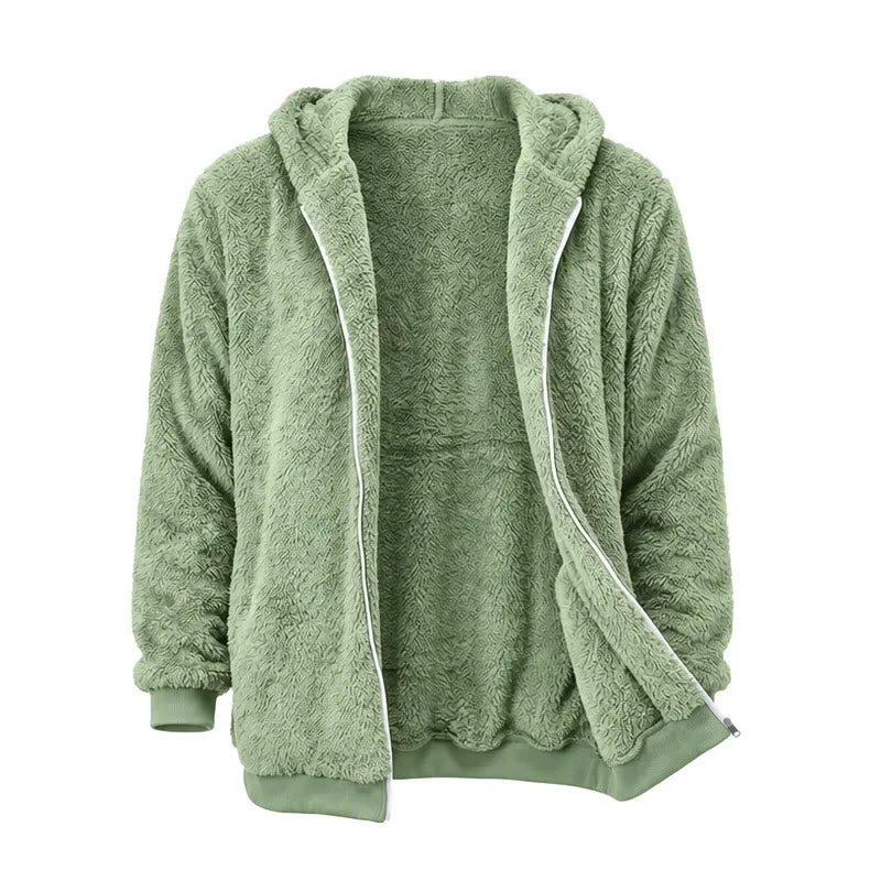 Men's Fleece Zip-up Hoodie Winter Coat - Green - 4XL - image 9