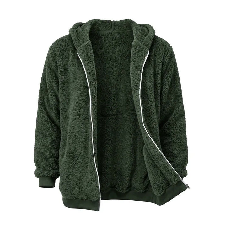 Men's Fleece Zip-up Hoodie Winter Coat - Army Green - 4XL - image 7