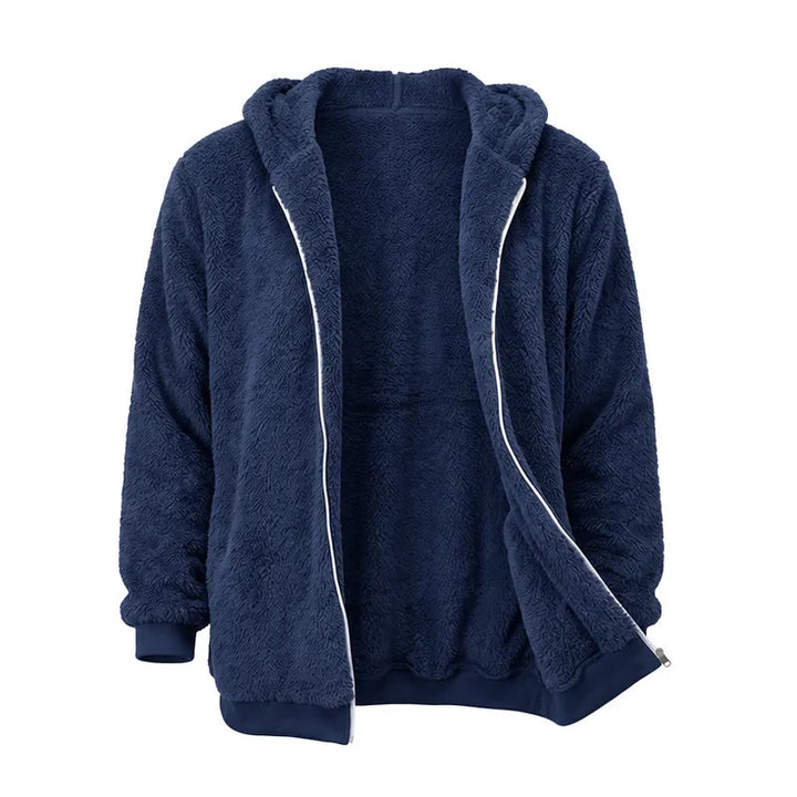 Men's Fleece Zip-up Hoodie Winter Coat - Royal Blue - 4XL - image 6