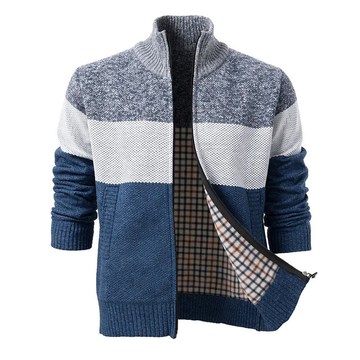 Men's Color-Block Fleece-Lined Knit Cardigan - Light Gray - 3XL - image 2