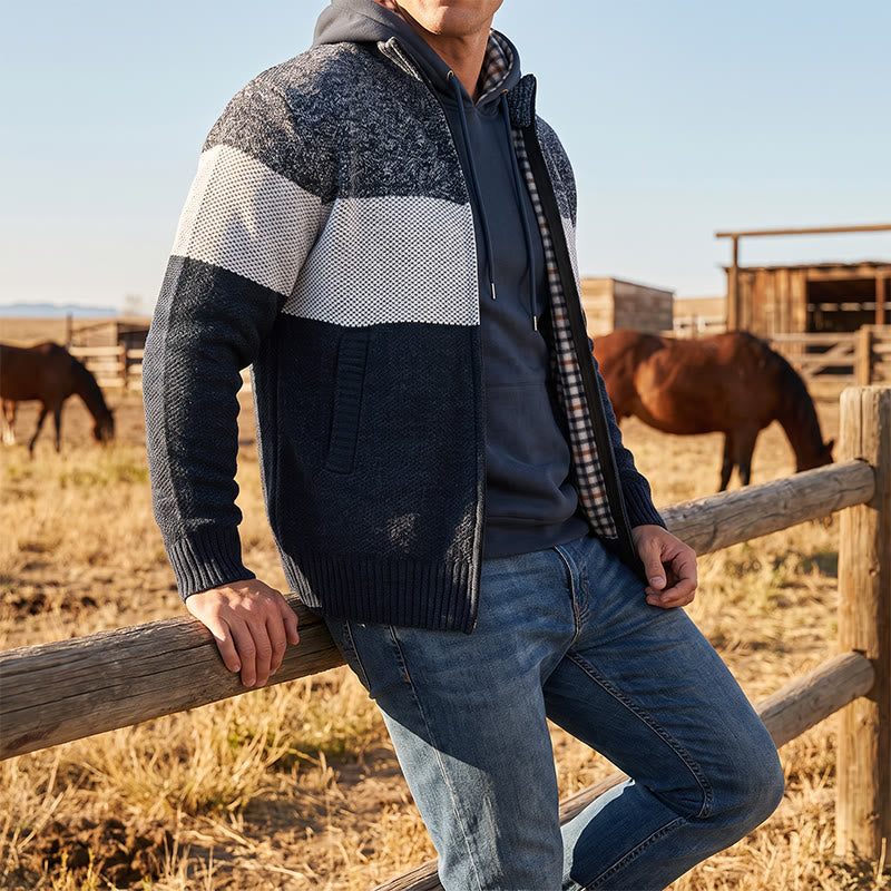 Men's Color-Block Fleece-Lined Knit Cardigan - image 0