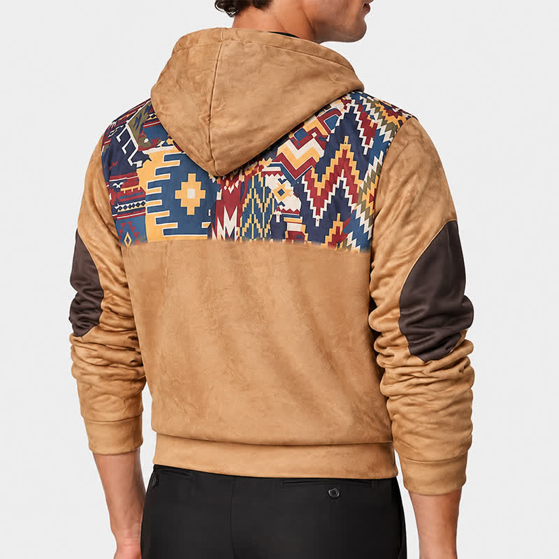 Men's Vintage Aztec Western Warm Fleece Lined Hooded Jacket - image 2