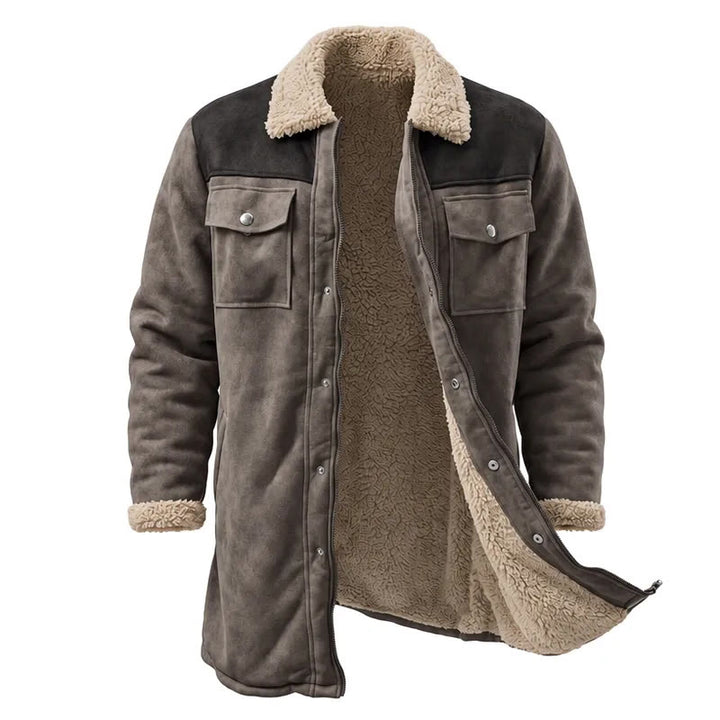Vintage Multi-pocket Western Duster Coat For Men - Grey + Black - 3XL - image 3