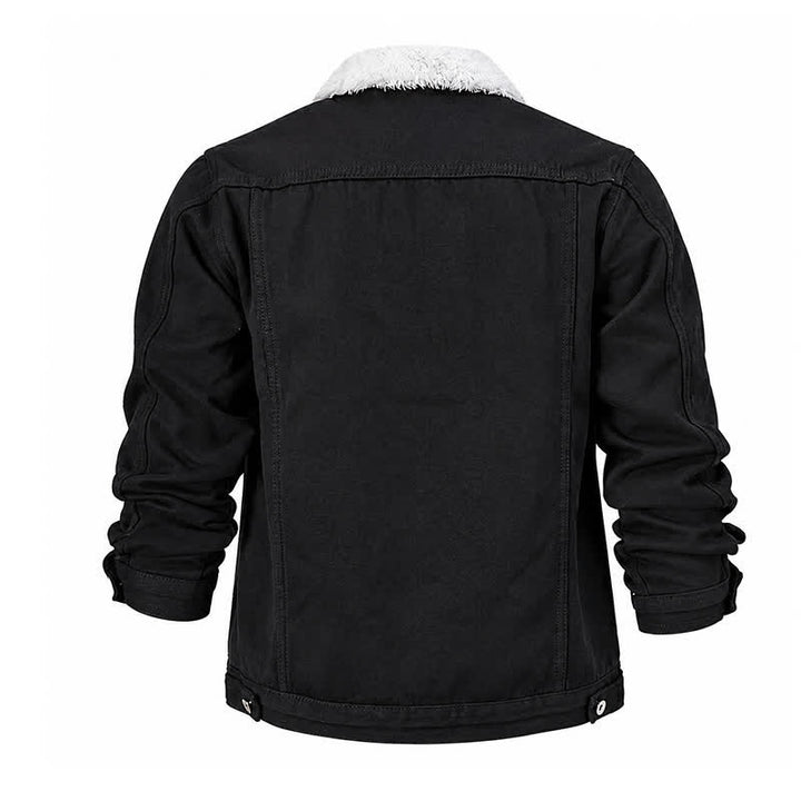 Men's Warm Denim Trucker Jacket With Fleece Collar - image 10