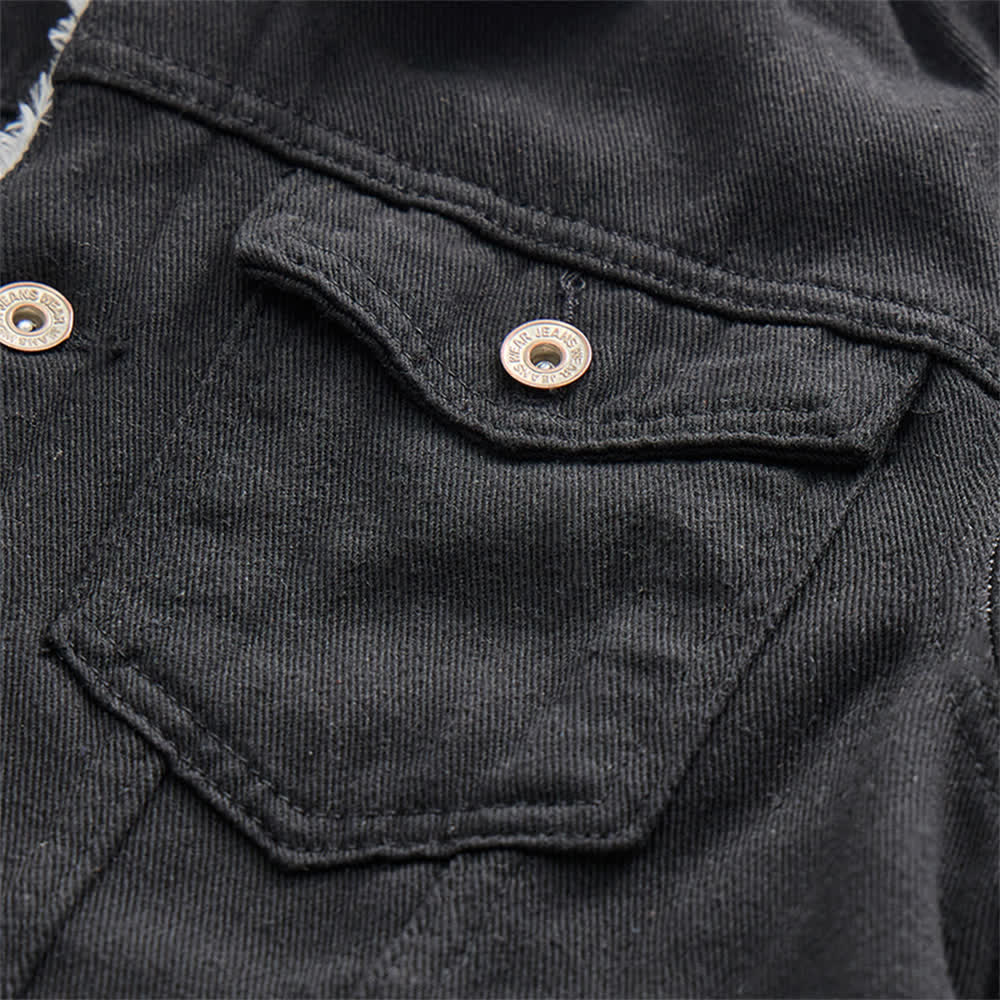 Men's Warm Denim Trucker Jacket With Fleece Collar - image 6