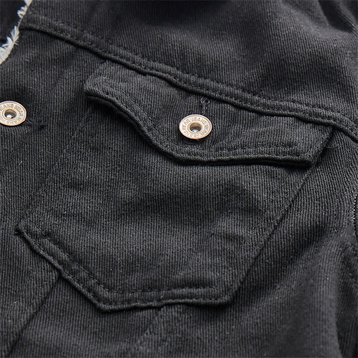 Men's Warm Denim Trucker Jacket With Fleece Collar - image 6