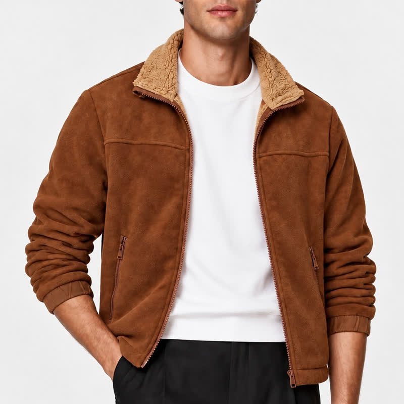 Men's Winter Zip Up Thick Thermal Jacket With Stand Collar - image 1