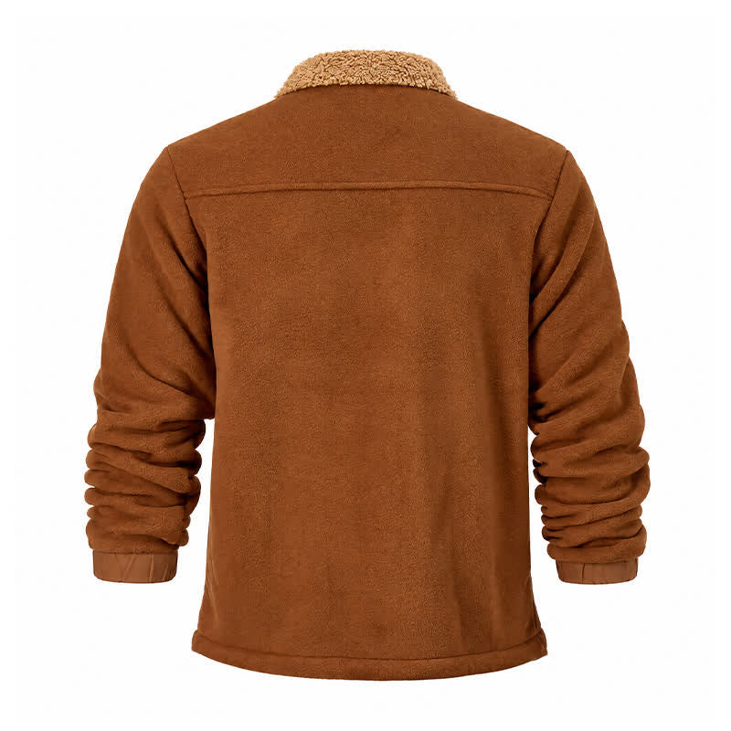 Men's Winter Zip Up Thick Thermal Jacket With Stand Collar - image 13