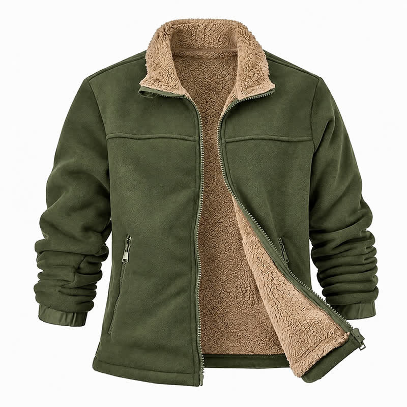 Men's Winter Zip Up Thick Thermal Jacket With Stand Collar - image 16