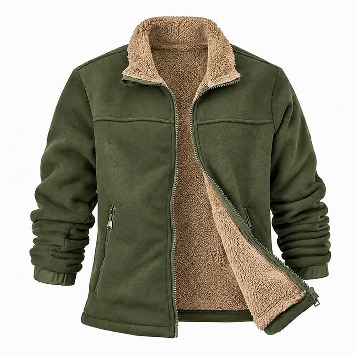 Men's Winter Zip Up Thick Thermal Jacket With Stand Collar - image 16