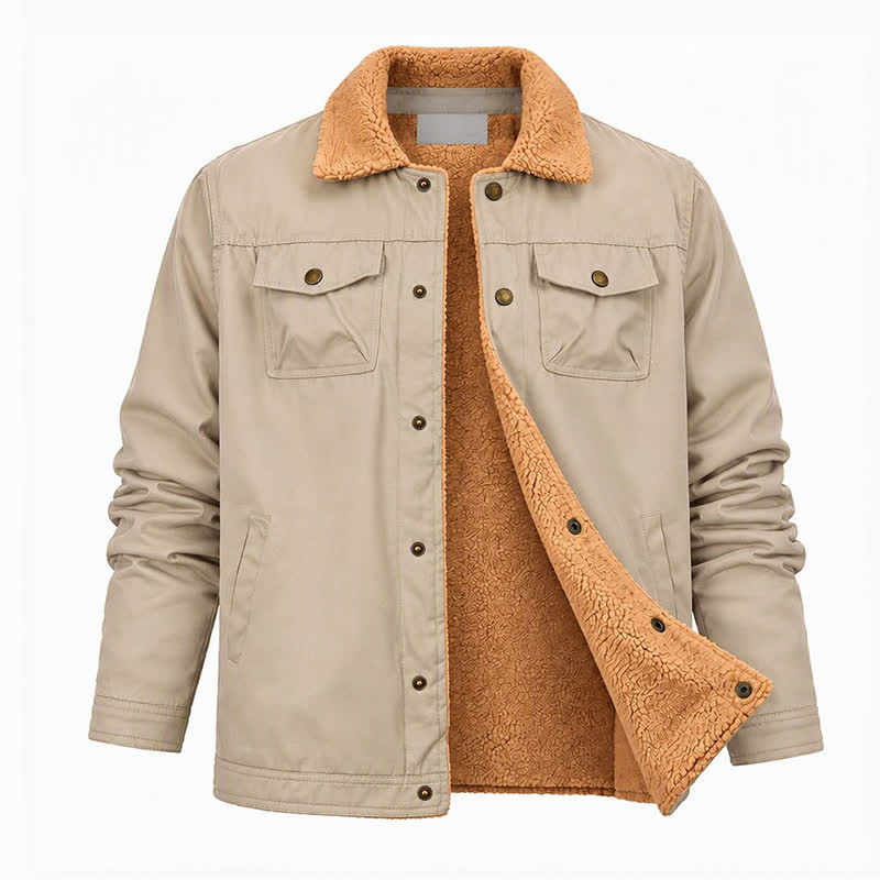 Men's Vintage Thick Warm Canvas Winter Trucker Jacket - image 1