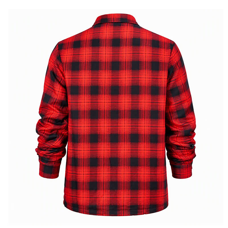 Men's Red Plaid Thick Winter Work Shirt Jacket - image 10