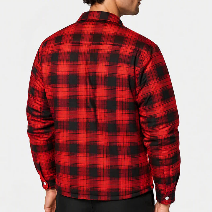 Men's Red Plaid Thick Winter Work Shirt Jacket - image 3