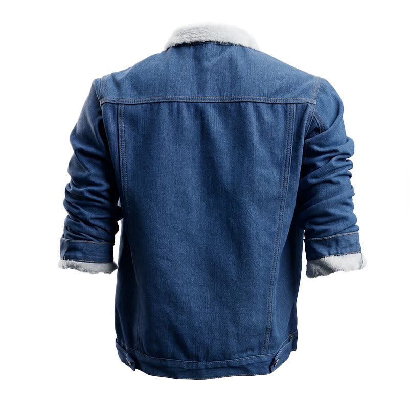 Men's Fleece-Lined Denim Trucker Jacket - image 9