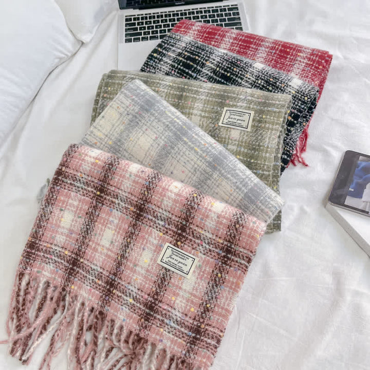 Winter Soft Colorful Confetti Plaid Fringe Scarf - image 2