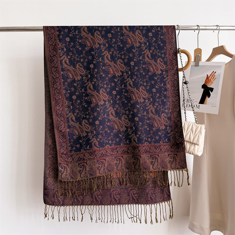 Bohemian Travel Style Paisley Floral Jacquard Scarf - image 15