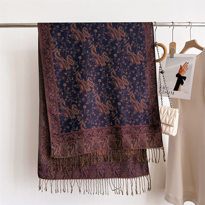 Bohemian Travel Style Paisley Floral Jacquard Scarf - image 15
