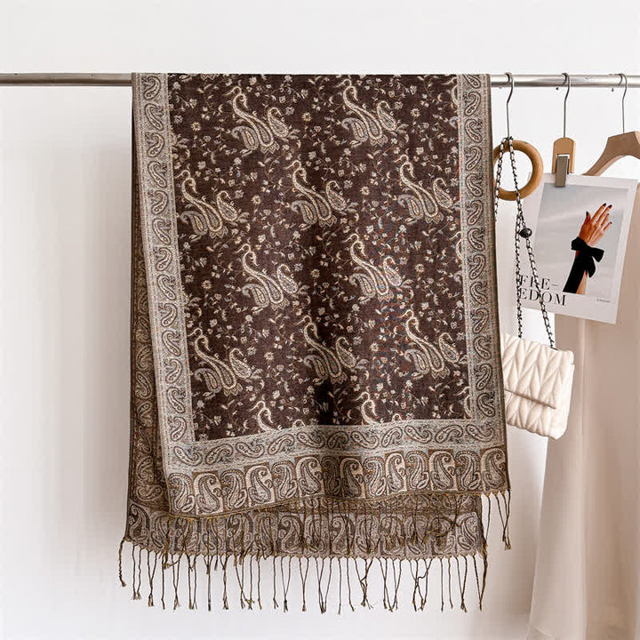 Bohemian Travel Style Paisley Floral Jacquard Scarf - image 13