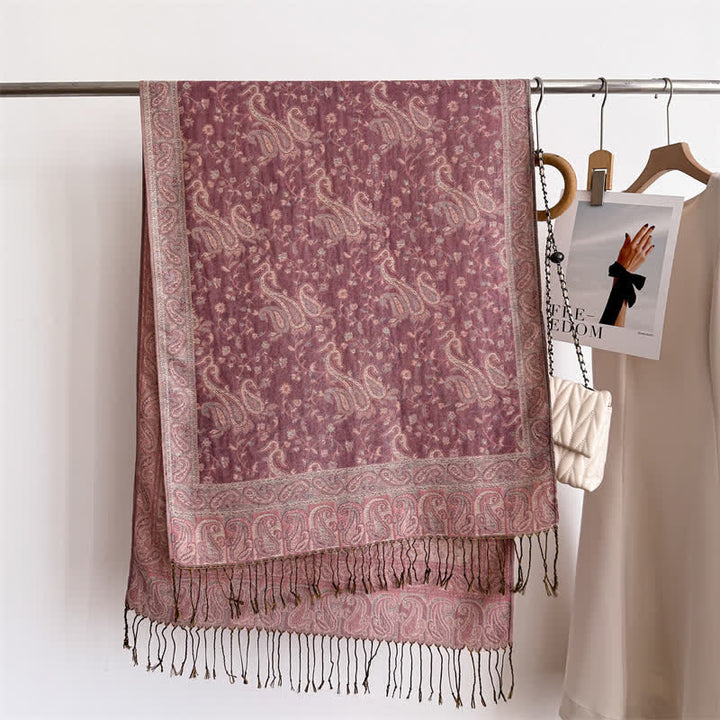 Bohemian Travel Style Paisley Floral Jacquard Scarf - image 7