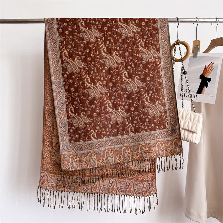 Bohemian Travel Style Paisley Floral Jacquard Scarf - image 21