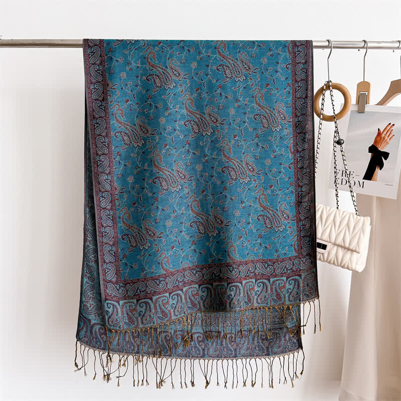 Bohemian Travel Style Paisley Floral Jacquard Scarf - image 1