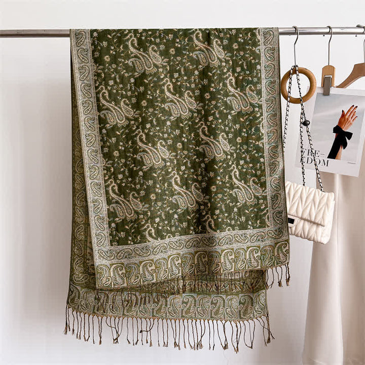 Bohemian Travel Style Paisley Floral Jacquard Scarf - image 25