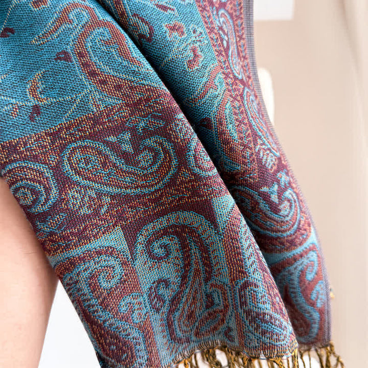 Bohemian Travel Style Paisley Floral Jacquard Scarf - image 2