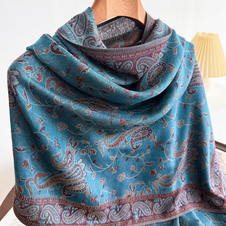 Bohemian Travel Style Paisley Floral Jacquard Scarf - image 3