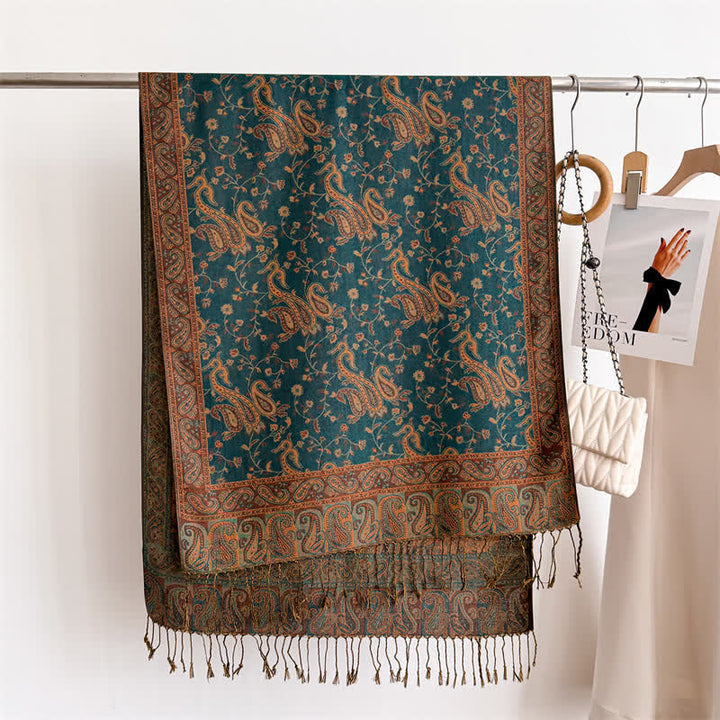 Bohemian Travel Style Paisley Floral Jacquard Scarf - image 9