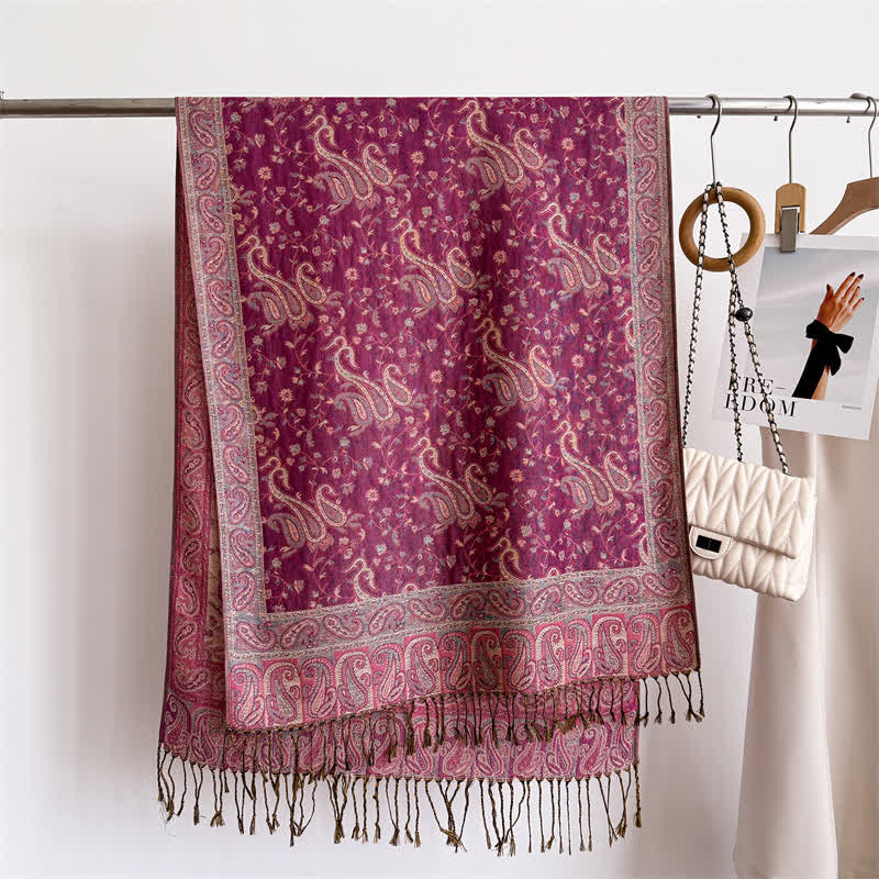 Bohemian Travel Style Paisley Floral Jacquard Scarf - image 27