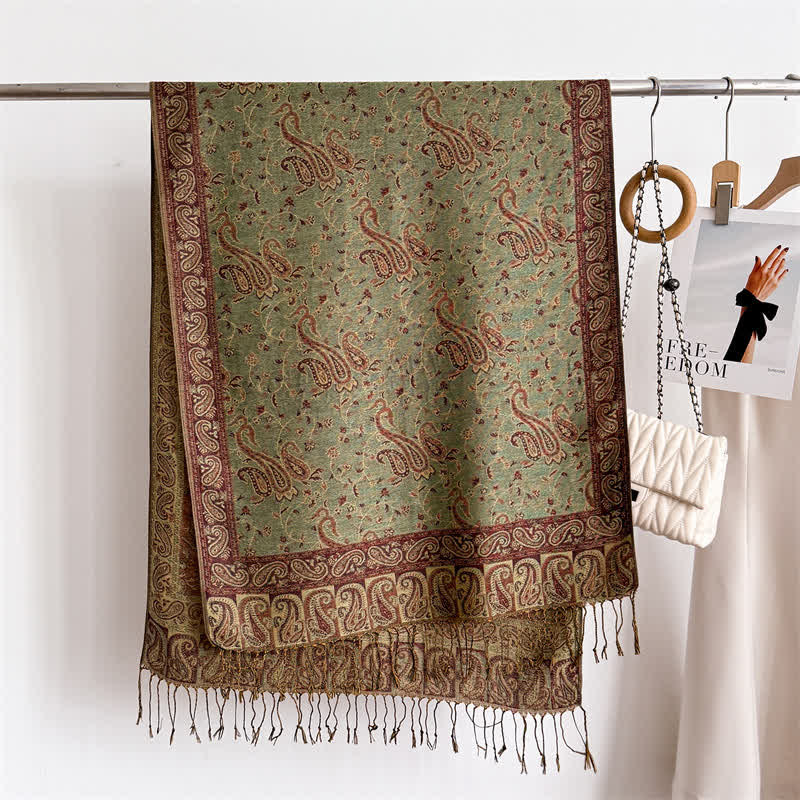 Bohemian Travel Style Paisley Floral Jacquard Scarf - image 23
