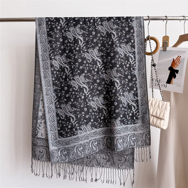 Bohemian Travel Style Paisley Floral Jacquard Scarf - image 19