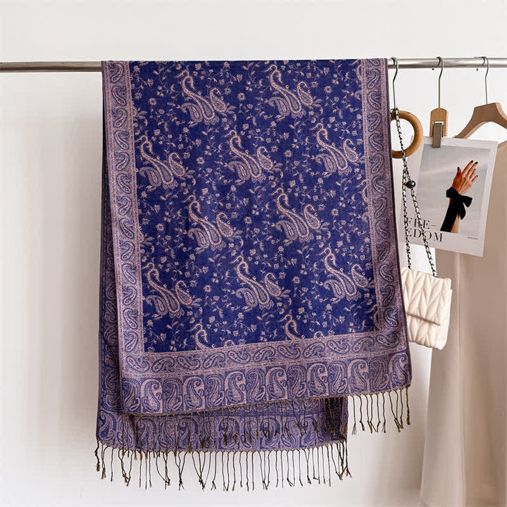 Bohemian Travel Style Paisley Floral Jacquard Scarf - image 11