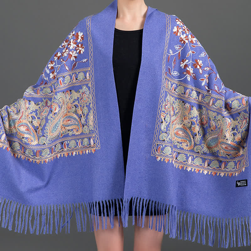 Women's Luxury Wrap Floral Paisley Embroidered Scarf - Lavender - image 5