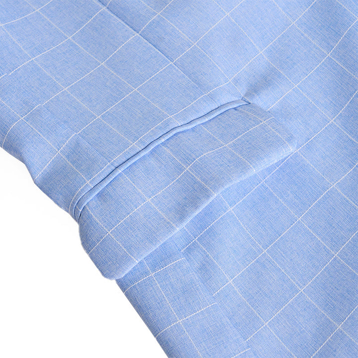 Men's Light Blue Plaid Business Blazer - image 4