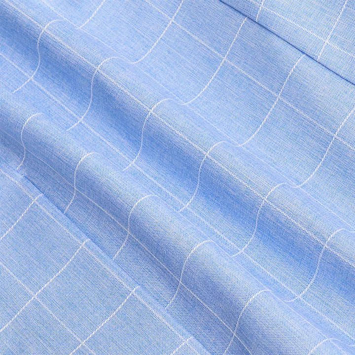 Men's Light Blue Plaid Business Blazer - image 6