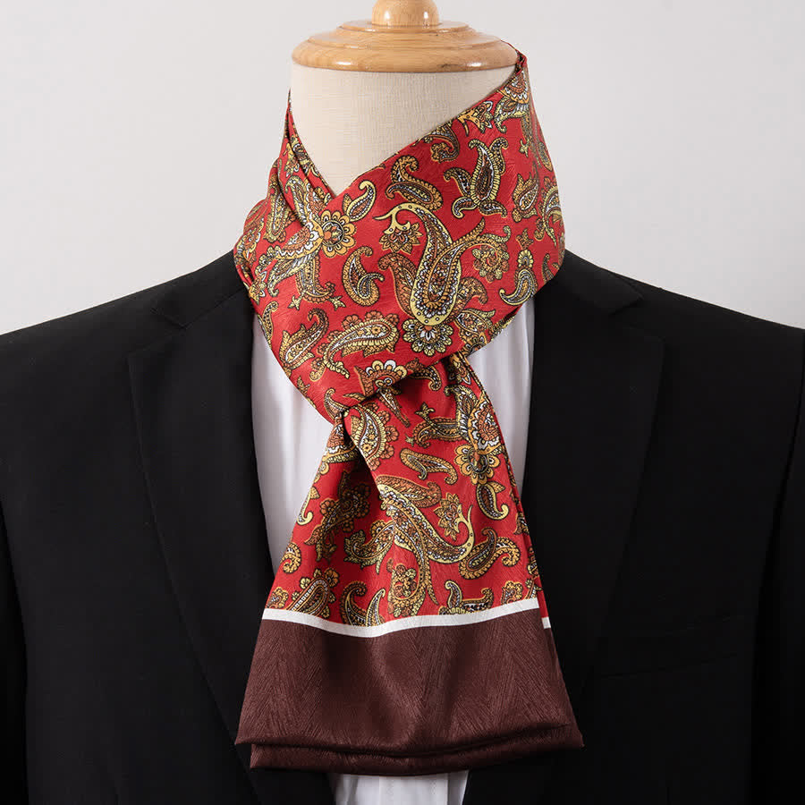 Men's Gentleman Silk-Feelp Business Thin Ascot Scarf - Style #6 - image 6