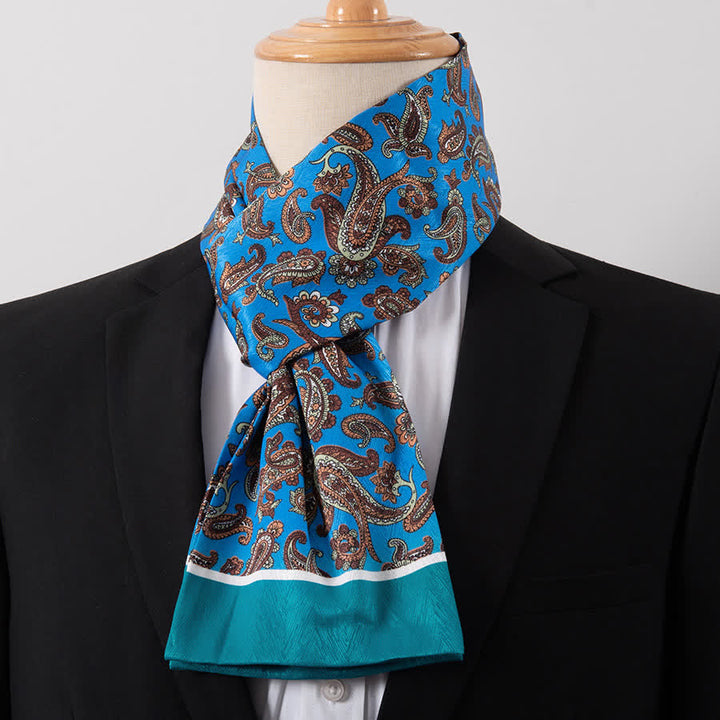 Men's Gentleman Silk-Feelp Business Thin Ascot Scarf - Style #7 - image 7