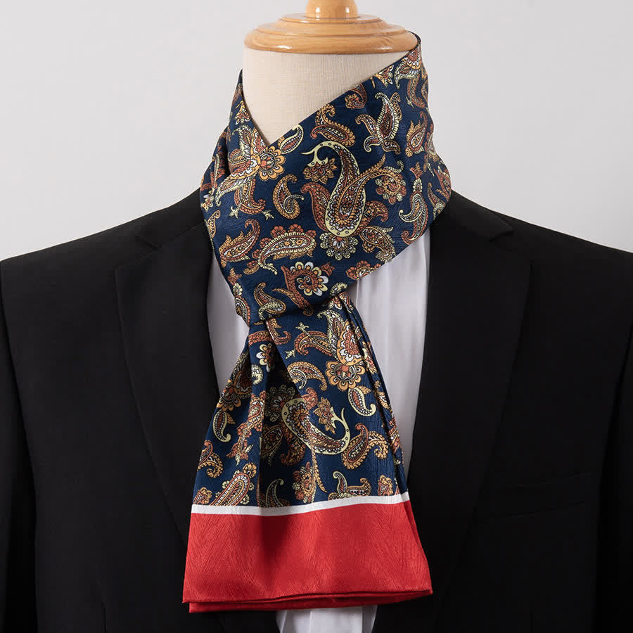 Men's Gentleman Silk-Feelp Business Thin Ascot Scarf - Style #5 - image 5