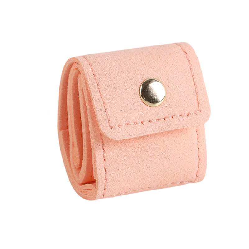 Portable Foldable 4-Slot Travel Roll Jewelry Box - Pink Microfiber - image 2
