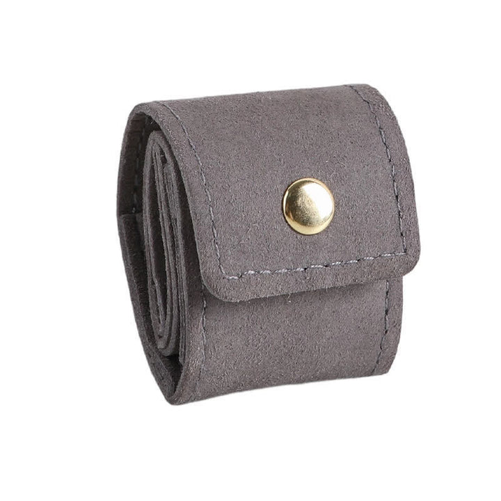 Portable Foldable 4-Slot Travel Roll Jewelry Box - Gray Microfiber - image 8