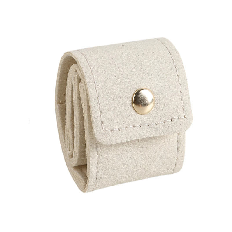 Portable Foldable 4-Slot Travel Roll Jewelry Box - Ivory Microfiber - image 9