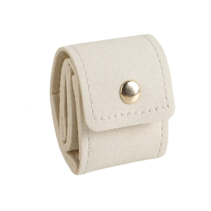 Portable Foldable 4-Slot Travel Roll Jewelry Box - Ivory Microfiber - image 9