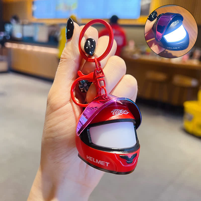 Cool Biker LED Motorcycle Racing Helmet Keychain - Red / Colored Mask - image 6