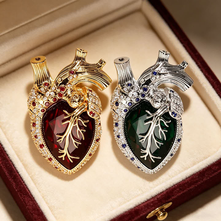My Beating Heart - Anatomical Heart Crystal Brooch - image 0