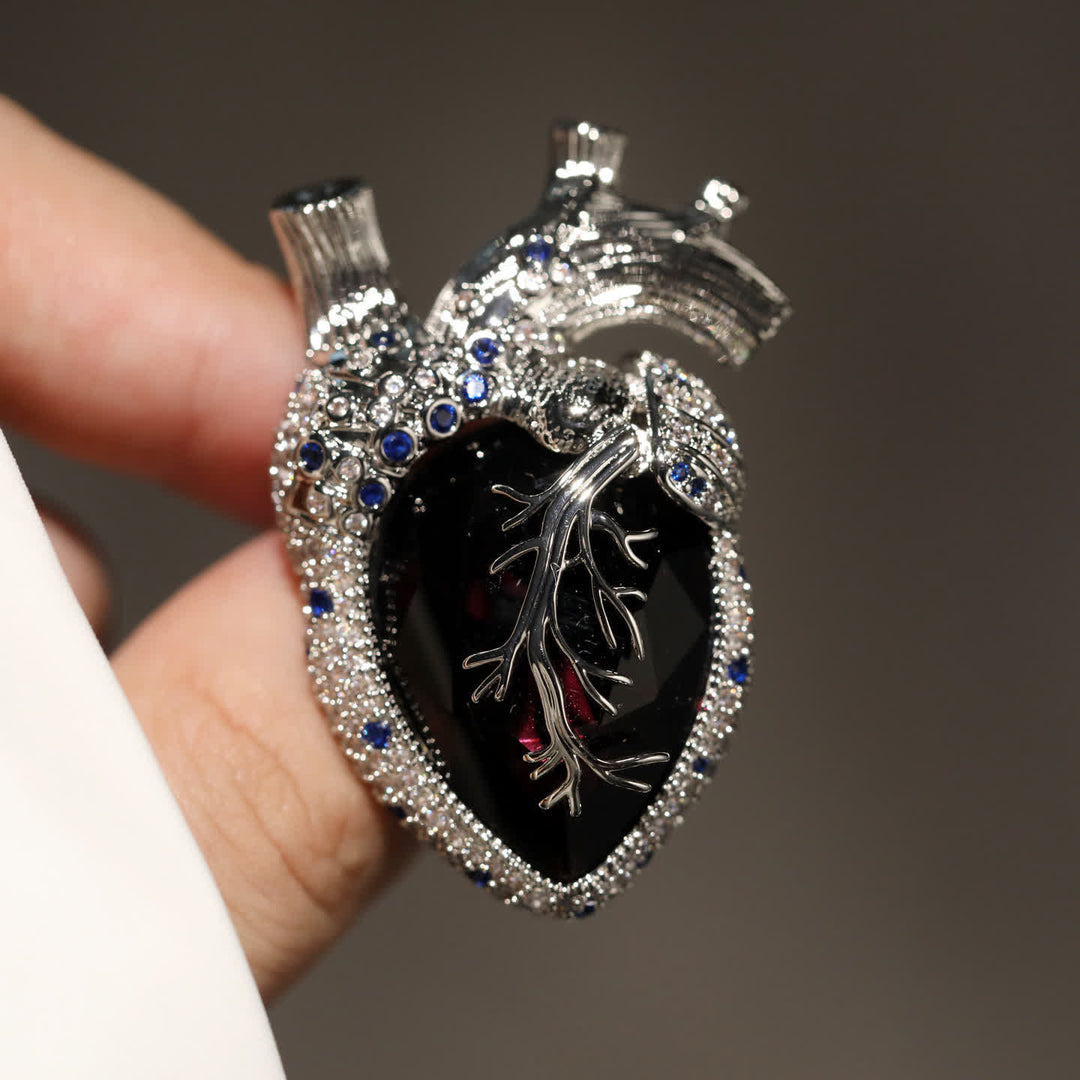 My Beating Heart - Anatomical Heart Crystal Brooch - Purple & Blue & Silver - image 9