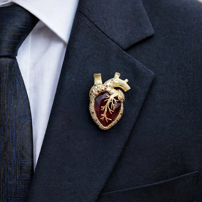 My Beating Heart - Anatomical Heart Crystal Brooch - image 1