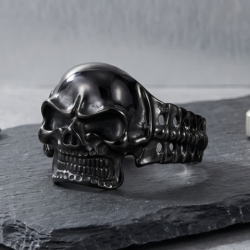 Men's Big Skull Energy Spine Adjustable Cuff Bracelet - image 7