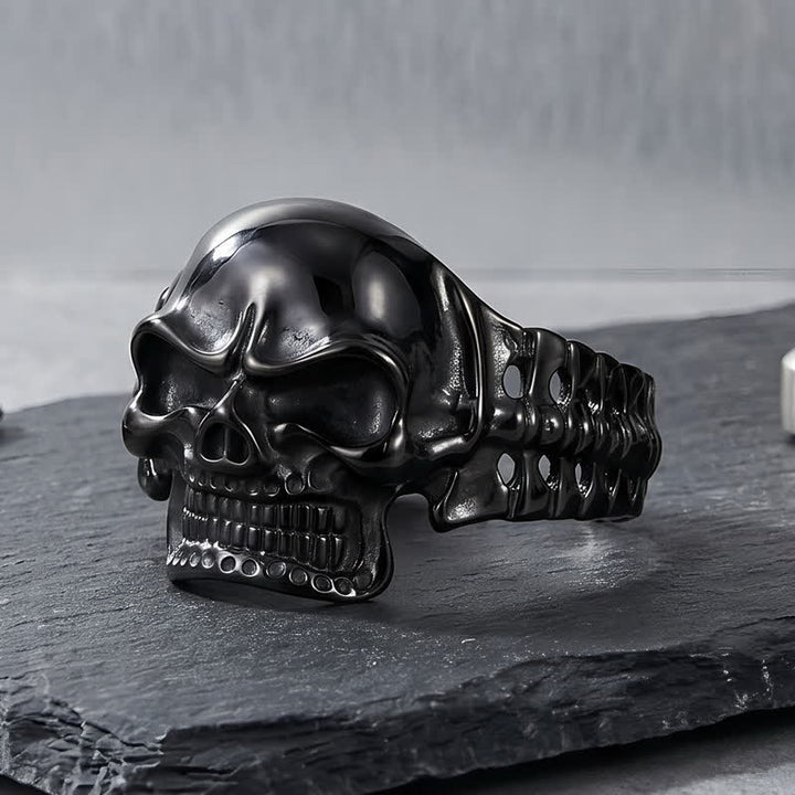 Men's Big Skull Energy Spine Adjustable Cuff Bracelet - image 7