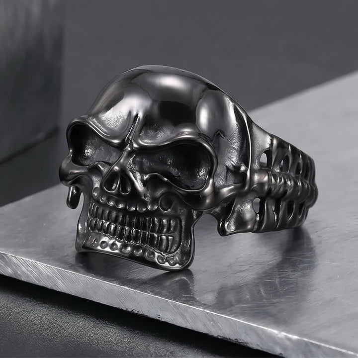 Men's Big Skull Energy Spine Adjustable Cuff Bracelet - Black - image 4